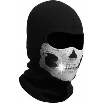 Kukla MASKA KUKLA NA OBLIČEJ S LEBKOU MOTOCYKLOVÁ ČERNÁ LEBKA NA LYŽE