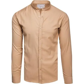 Pánská móda Pánská neformální košile béžová se stojáčkem