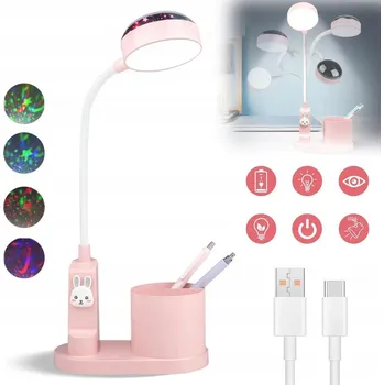 Lampička Stolní lampička pro děti, akumulátorová s držákem na tužky pro učení