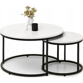 Konferenční stolek Konferenční stolek Mebel-Partner Karel kulatý 80 x 80 x 48,5 cm bílý, černý