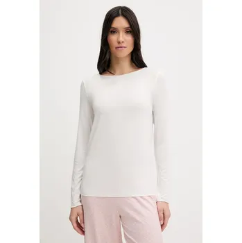 Pyžamové tričko s dlouhým rukávem ze směsi lnu United Colors of Benetton 3UEV3M08D béžová 01X, vel. L