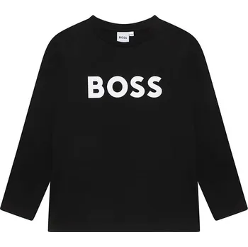 Chlapecké tričko Dětské bavlněné tričko s dlouhým rukávem BOSS J25P25.114.150 černá 99X, vel. 108