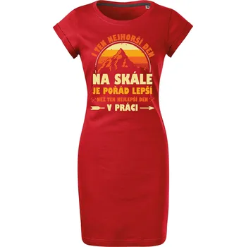 Dámské šaty Bavlněné letní šaty Nejhorší den na skále Velikost: S, Barva: Červená