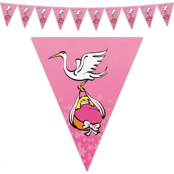 Plastová girlanda vlajková miminko holčička 5m