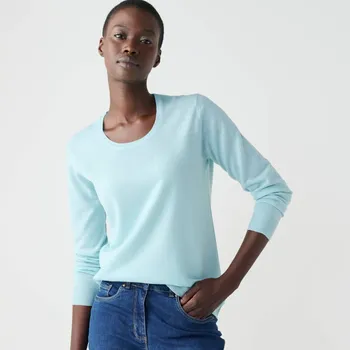 Dámský svetr Jednobarevný pulovr s kulatým výstřihem zelená mořská 50