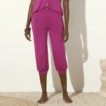 Dámské kalhoty 3/4 kalhoty zakončené pružnými lemy purpurová 38/40