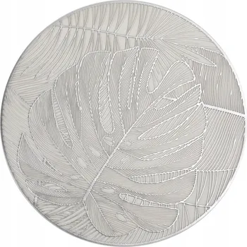 prostírání Prostírání na stůl 38 cm dekorativní Glossy stříbrné 60252 vzor Monstera