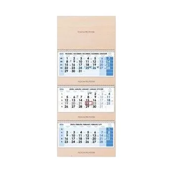 Kalendář Dřevěný tříměsíční kalendář Trio Wood skládaný český se spirálou 2026 - modrý