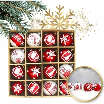 Vánoční dekorace SADA VÁNOČNÍCH BANĚK 16 KS PRŮMĚR 6 CM NEROZBITNÉ ČERVENÉ