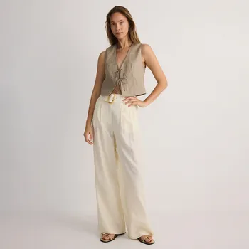 Dámské kalhoty Reserved - Kalhoty s příměsí modalu - krémová - 653AC-01X - 653AC-01X-XXL