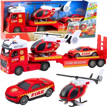 autíčko Sada hasičské Autopřepravník s helikoptérou a autem, světelné efekty