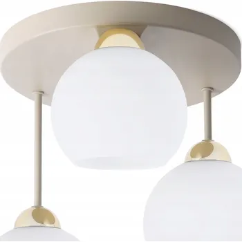 ZÁVĚSNÁ LAMPA STROPNÍ LUSTR BÍLÉ SKLENĚNÉ KOULE KAŠMÍROVĚ BÉŽOVÁ 3XE14