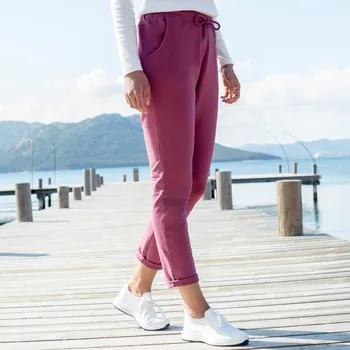 Dámské kalhoty Moltonové jogging kalhoty s pružným pasem purpurová 38/40