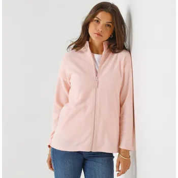 Dámská mikina Blancheporte Fleecová mikina na zip růžová pudrová 52