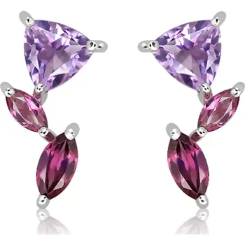 Šperk Redones S Ametyst - stříbrné náušnice s ametystem a rhodolitem