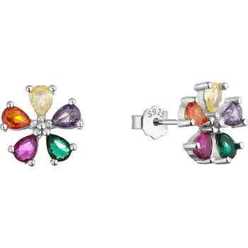 Náušnice Stříbrné náušnice barevné kytičky 11760.1