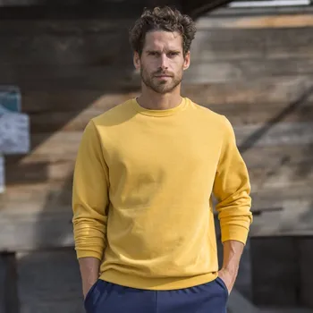 Pánská mikina Mikina s kulatým výstřihem z česaného moltonu žlutá 107/116