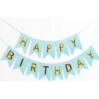 Girlanda Happy Birthday Zlatá Modrá 13 Vlajek 11.5x17cm