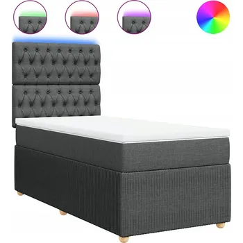 Postel Kontinentální postel tmavě šedá 200 x 80 x 140,5/150,5 cm s LED osvětlením
