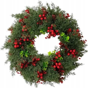 Vánoční dekorace Girlanda věnec ozdoba na dveře dekorace 45 cm 160 větviček vánoční stromek jako živý W