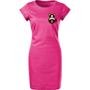 Dámské šaty Bavlněné letní šaty Pejsek v šálku Velikost: S, Barva: Purpurová