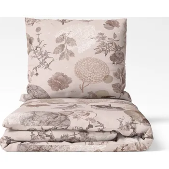 Povlečení Lullalove Povlečení z bavlněného saténu 140 x 200 cm - Beige Garden