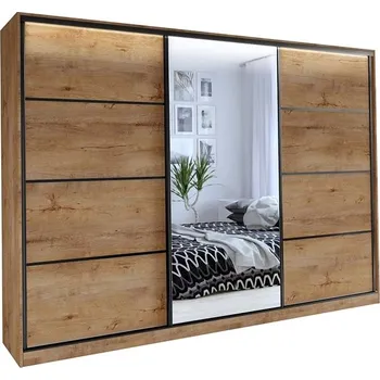 Šatní skříň Šatní skříň Harazia 280 se zrcadlem dub lefkas