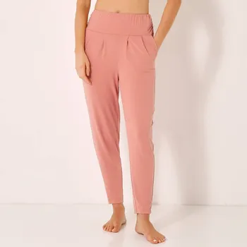 Dámské kalhoty Pohodlné úpletové kalhoty na jógu broskvová 50