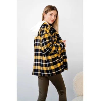 Těhotenská móda Teplá, flanelová těhotenská košile – žlutá kostkovaná, oversize Velikost: L/XL