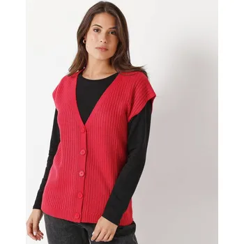 Dámská vesta Vesta na knoflíky malinová 42/44