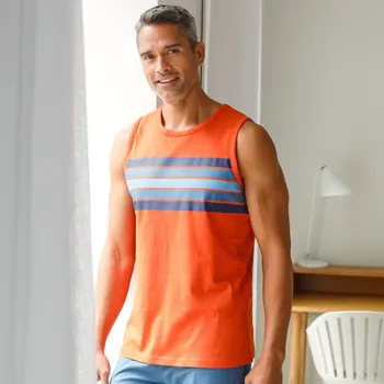 Pánské tílko Pyžamové tílko s pruhy oranžová 77/86