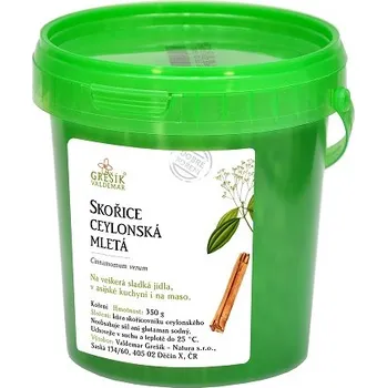 Koření *Skořice cejlonská mletá 350g, Grešík (MDT 23.4.2026)