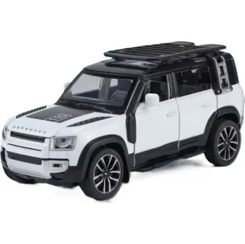 autíčko Land Rover Defender kovový model hračka na baterie světla zvuk 1:32 Bílá
