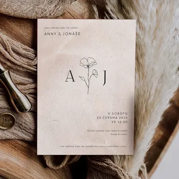 Svatební dekorace Svatební oznámení 346 - Minimalistická elegance s květinovým nádechem