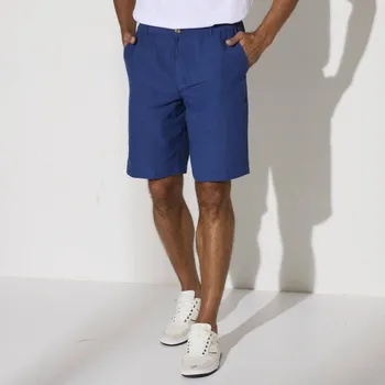 Dámské kraťasy Bermudy z bavlny-lnu modrá 48