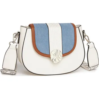 Dámská crossbody kabelka s manšestrovou klopou Miss Lulu - modrá a béžová