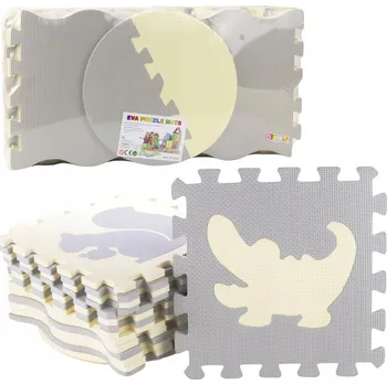 Měkká pěnová podložka puzzle z EVA, vzdělávací ohrádka, béžová a šedá, 25 dílů