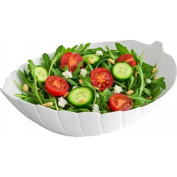 Mísa na salát, skleněná salátová mísa Altom Design Nocturn White Liść 27,5 cm