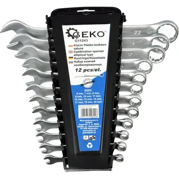 Klíč Očkoploché klíče 6-22mm, sada 12ks, saténové, Geko G11243