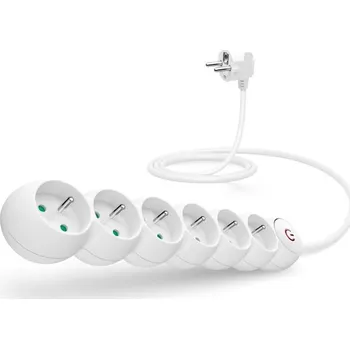 Kabel do PC CONNECT IT prodlužovací kabel 230V, 6 zásuvek, 5m, s vypínačem, bílá CES-1015-WH