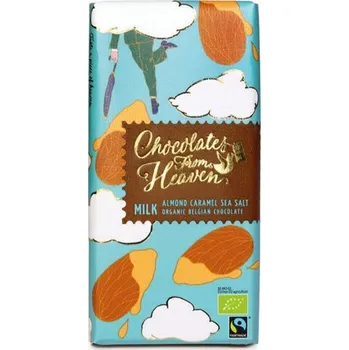 Čokoláda BIO mléčná čokoláda s karamelizovanými mandlemi a mořskou solí
