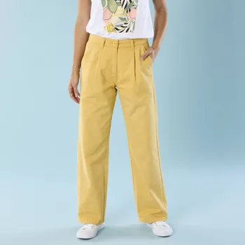 Dámské kalhoty Keprové široké kalhoty pro menší postavu žlutá 52