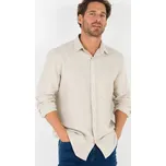 Propínací košile z bavlny-lnu, s dlouhými rukávy šedobéžová 39/40