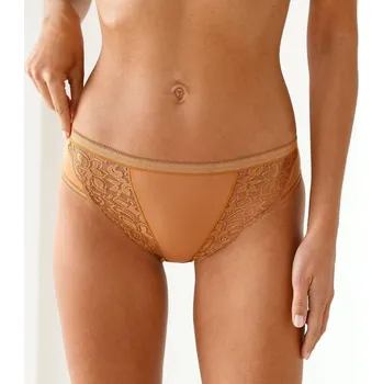 Dámské spodní prádlo Sada 3 kalhotek midi z pružné bavlny s krajkou čokoládová 50/52