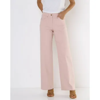 Dámské kalhoty Široké keprové kalhoty s 5 kapsami šedorůžová 44