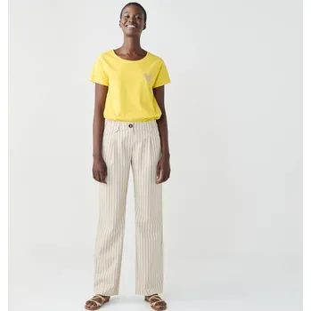 Dámské kalhoty Proužkované splývavé široké kalhoty režná/černá 40