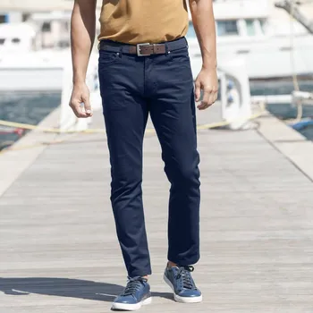 Dámské kalhoty Kalhoty s 5 kapsami a pružným pasem na bocích, vnitřní délka nohavic 72 cm nám.modrá 50