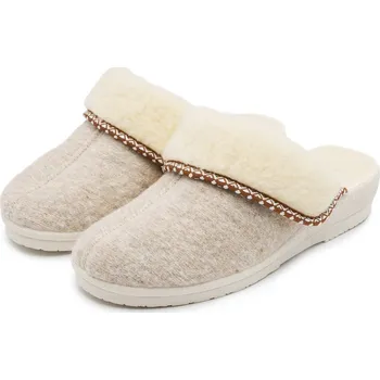 Dámská obuv Vlnka Dámské vlněné pantofle na klínku béžová velikost obuv dospělí 36