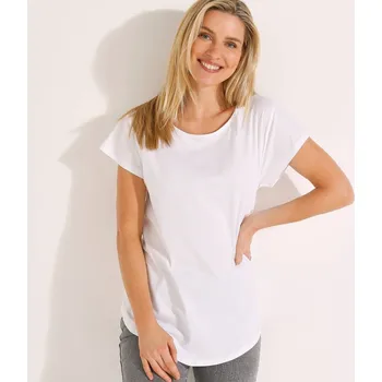 Dámské tričko Dlouhé tričko s krátkými rukávy bílá 38/40