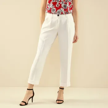 Dámské kalhoty Úzké splývavé 7/8 kalhoty režná 44